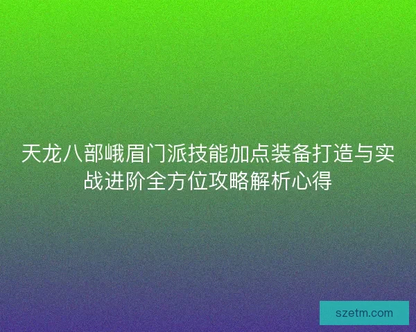 天龙八部峨眉门派技能加点装备打造与实战进阶全方位攻略解析心得