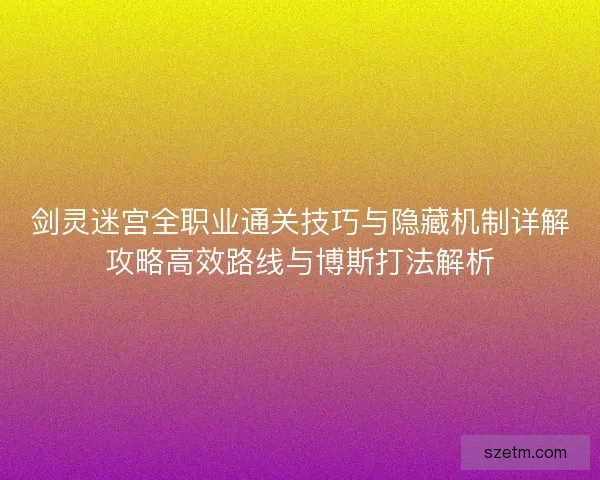 剑灵迷宫全职业通关技巧与隐藏机制详解攻略高效路线与博斯打法解析